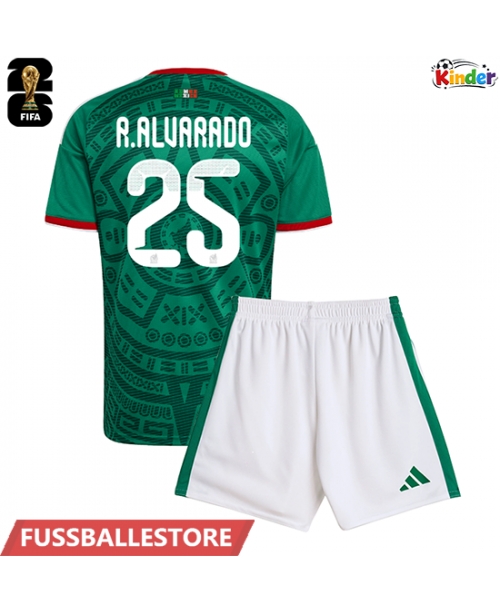 Günstige Mexiko Roberto Alvarado #25 Heimtrikotsatz Kinder WM 2026 Kurzarm (+ Kurze Hosen)
